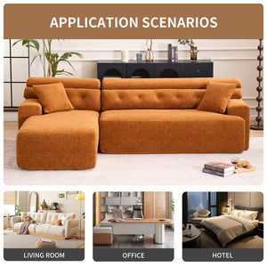 English Elm LY-029B Modern Convertible Chaise Sectional Sofa — Orange 3-Seater Modular L-Sofa, Plush Foam Comfort W2231S00026