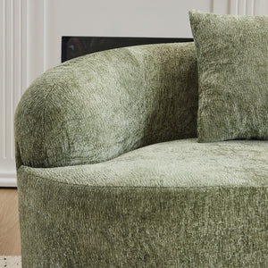 English Elm Green Curved Loveseat Sofa with Round Armrest, Foam & Spring Comfort, 2 Pillows, No Assembly, Compact W3612P348746