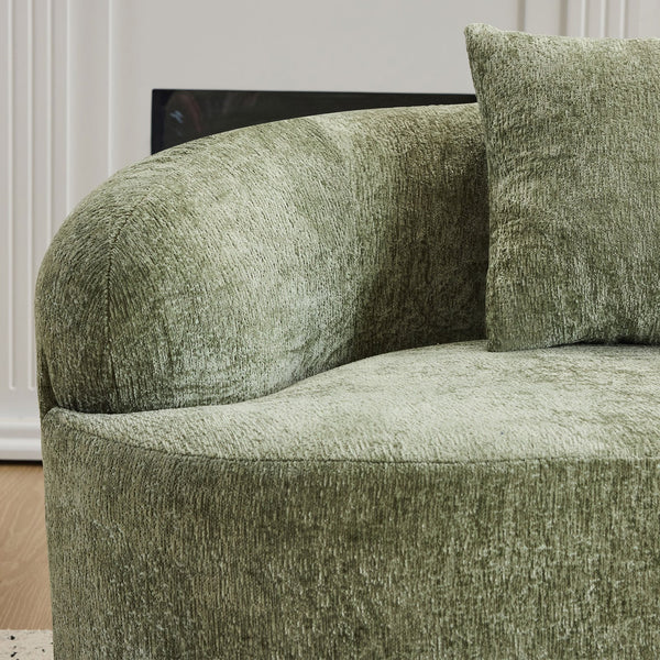 English Elm Green Curved Loveseat Sofa with Round Armrest, Foam & Spring Comfort, 2 Pillows, No Assembly, Compact W3612P348746