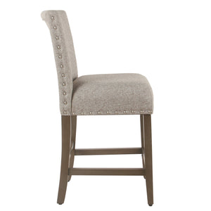 English Elm Fabric Upholstered Counter Stool with Nailhead Trim Solid Wood Frame Kitchen Seating B056P412648