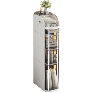 English Elm Bathroom Rolling Storage Cabinet Five Open Tiers Slim Fit for Tight Spaces W3101P417717