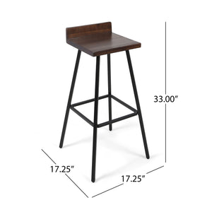 English Elm Christopher Knight Home® - JUT Bidwell Acacia Wood Bar Stool Set of 2 — Handcrafted Low-Back Counter Stools with Iron Legs Brown 64648.00DBRN
