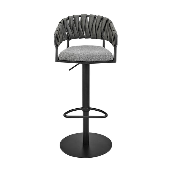 English Elm Blaise Swivel Barstool Adjustable Gas Lift Counter Seat Gray Fabric Black Metal Frame B2736P464827