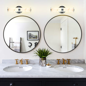 English Elm Resin Imitation Marble Texture Wall Light Set of 2 with Sleek Iron Frame, Minimalist Ambient Sconces for Hallways Bedrooms Bathrooms Chrome W1340P189552