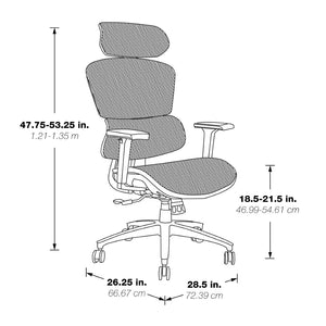 OSP Home Furnishings Mesh Back Ergonomic Manager Chair with Lumbar Support Headrest and Adjustable Armrests EMM98958HR-3