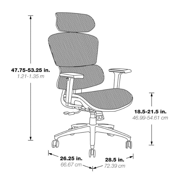 OSP Home Furnishings Mesh Back Ergonomic Manager Chair with Lumbar Support Headrest and Adjustable Armrests EMM98958HR-3