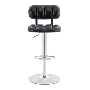 English Elm Set of 2 Adjustable Pu Leather Barstools with Chrome Base for Kitchen or Home Bar Black,Silver W3875P378576