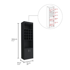 English Elm Being Kava Bar Cabinet - Compact Double Door Design With Wine Rack & Shelves For Small Spaces B070S00332