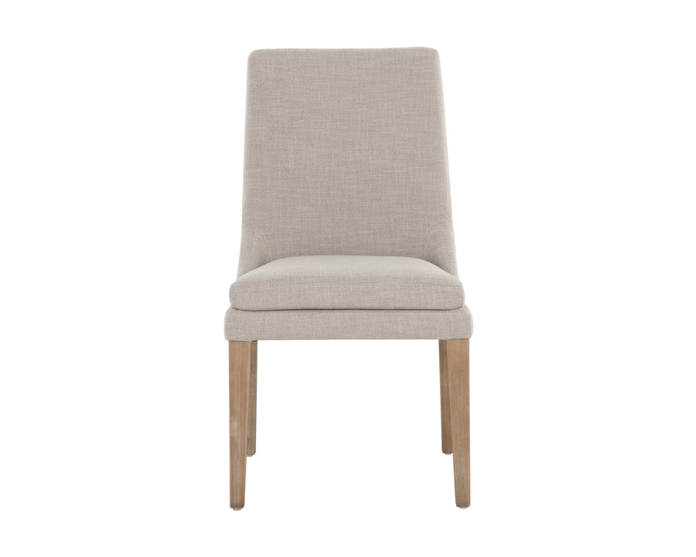 Sunpan Rosine Dining Chair Set of 2 - Elegant Effie Flax Fabric with Light Brown Solid Birch Wood Legs