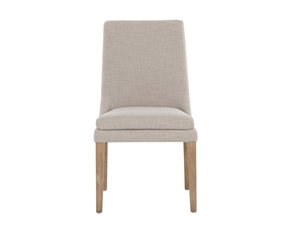 Sunpan Rosine Dining Chair Set of 2 - Elegant Effie Flax Fabric with Light Brown Solid Birch Wood Legs