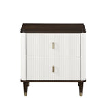 English Elm White and Brown 2-Drawer Nightstand With Usb Port