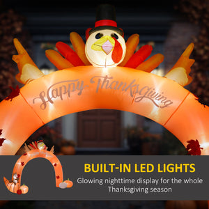 English Elm Thanksgiving Inflatable Turkey Arch Led Lit Walk Through Yard Display Nine Feet Tall T3971P382401