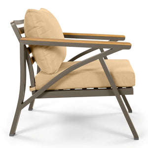 English Elm 6-piece Outdoor Conversation Set with Acacia Wood Accents and Steel Frame Patio Seating Brown N704G201256D