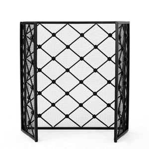 English Elm Christopher Knight Home® - FIRE Black Iron Fireplace Screen 34x31x4.5 Protective Mesh Guard Heat-Resistant Durable Design 61128.00