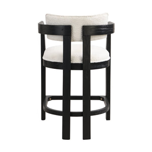 English Elm Christopher Knight Home® - 26" Contemporary Upholstered Counter Stool Set of 2 with Curved Solid Wood Back, Durable Rubberwood Frame Beige,Black N771P361764H