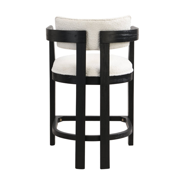 English Elm Christopher Knight Home® - 26" Contemporary Upholstered Counter Stool Set of 2 with Curved Solid Wood Back, Durable Rubberwood Frame Beige,Black N771P361764H