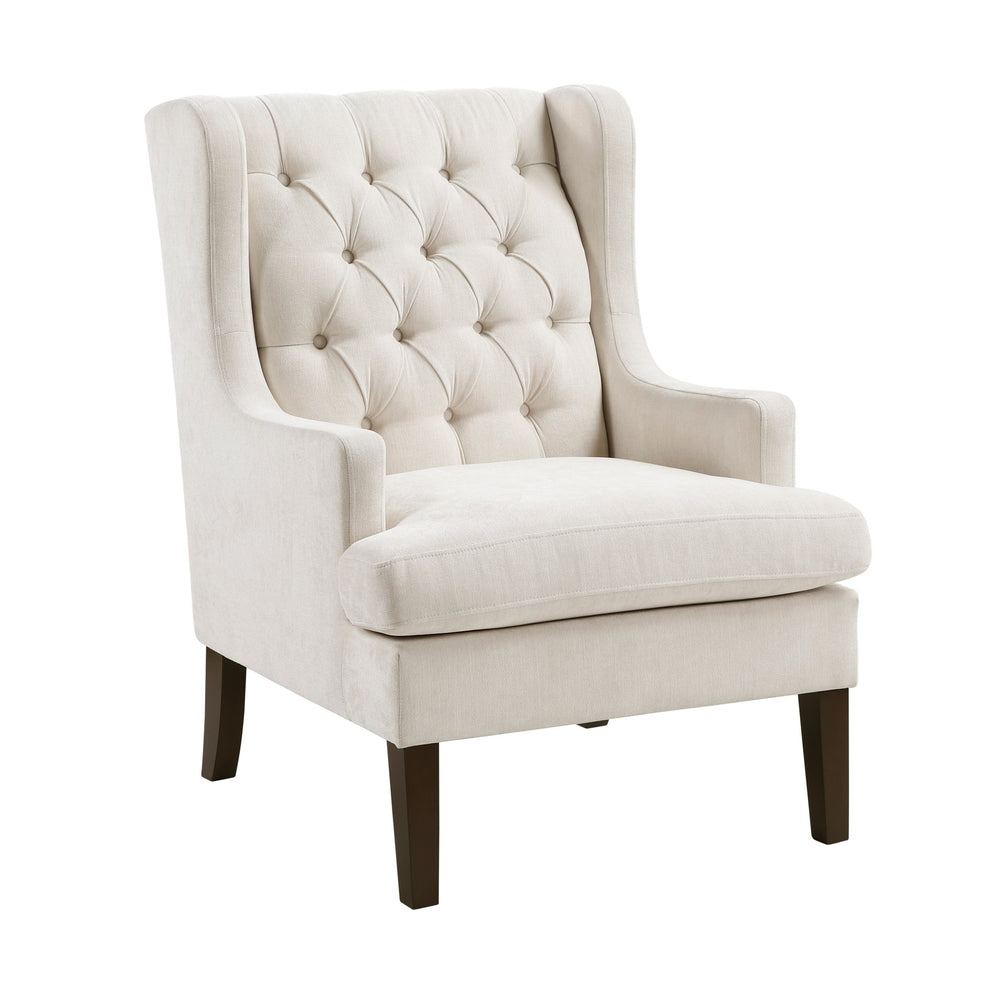 English Elm 1Pc Accent Chair - Elegant Button-Tufted Beige Upholstery With Foam Cushion For Stylish Comfort B011P287706