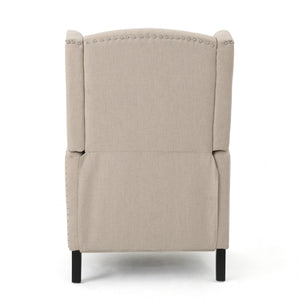 English Elm Christopher Knight Home® - Pushback Recliner Chair with Nailhead Trim and Wingback Design, Plush Fabric Comfort for Living Rooms Wheat 60760.00WHT