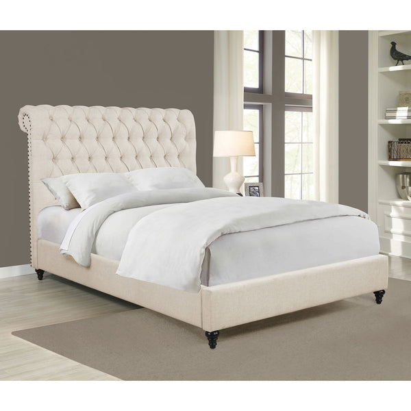 English Elm Clemence Beige Tufted Queen Bed – Luxurious Upholstered Design With Diamond Headboard & Classic Appeal B062S00943