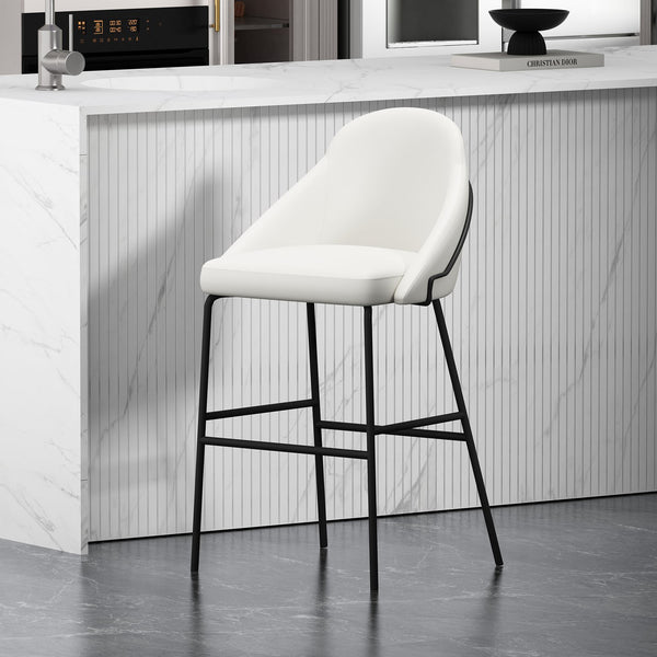 English Elm Gracie Metal Upholstered Barstool - Modern Comfort With Stylish Leatherette & Durable Frame Options B365P397979