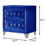 English Elm Blue Upholstered 2-Drawer Nightstand