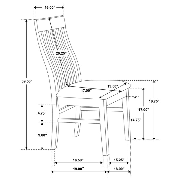 English Elm Baywind Mango Oak Wood Dining Side Chair Set of 2 — Foam-Padded Light Brown Upholstery, Elegant Grain Finish (39.75"H) B062P299888
