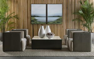 Sunpan Selah Coffee Table: Elegant White Carrara Marble Top & Black Steel Frame for Modern Living Spaces