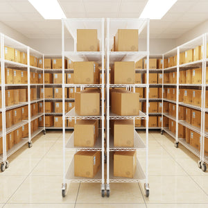 English Elm 6 Tier Wire Shelving Unit - 6000 Lbs Capacity, Adjustable Heavy-Duty Metal Rack With Wheels & Liners W1550119262