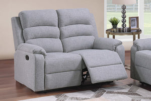 English Elm 3pc Reclining Sofa Set Burlap Fabric Vertical Tufted Cushioned Living Room Suite B011S02378