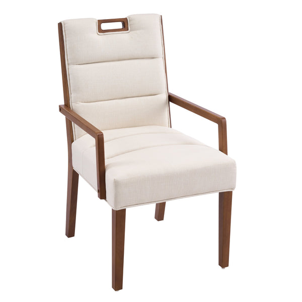 English Elm Upholstered Armchair Dining Chairs Rubberwood Frame Soft Padded Seat Set of 2 Beige,Walnut N768P391161W
