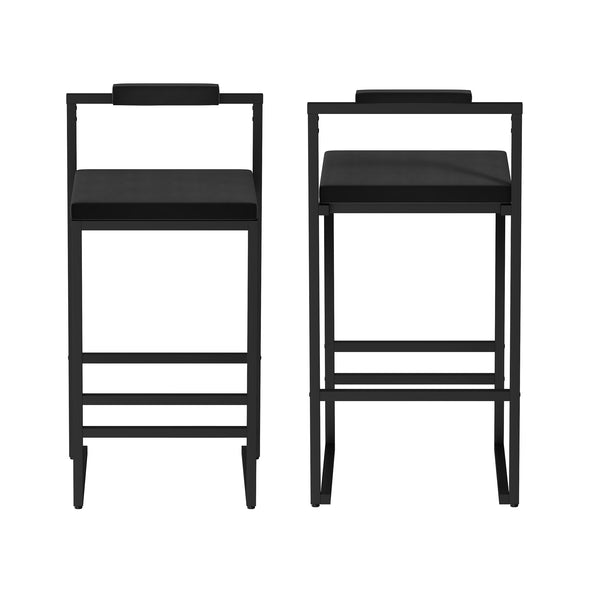 English Elm Modern Velvet Upholstered Bar Stools Set Of 2 - Stylish Counter Height Chairs With Footrest & Support W1757P310422