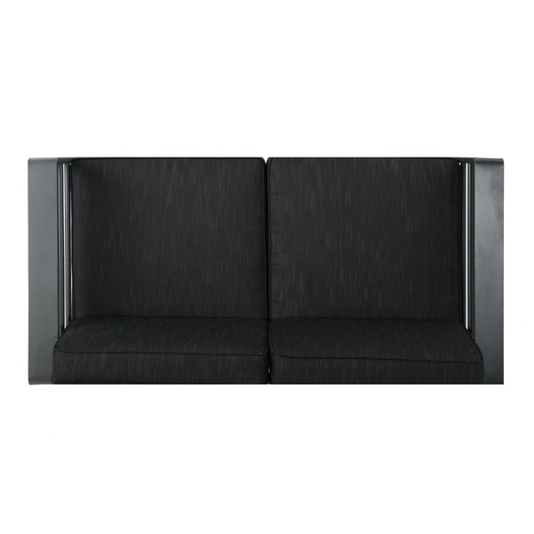 English Elm Christopher Knight Home® - CAPE Coastal Aluminum Outdoor 4-Piece Chat Set with Tempered Glass Table, Ergonomic Comfort and Space-Saving Style Gray CAPECORAL4PCSG