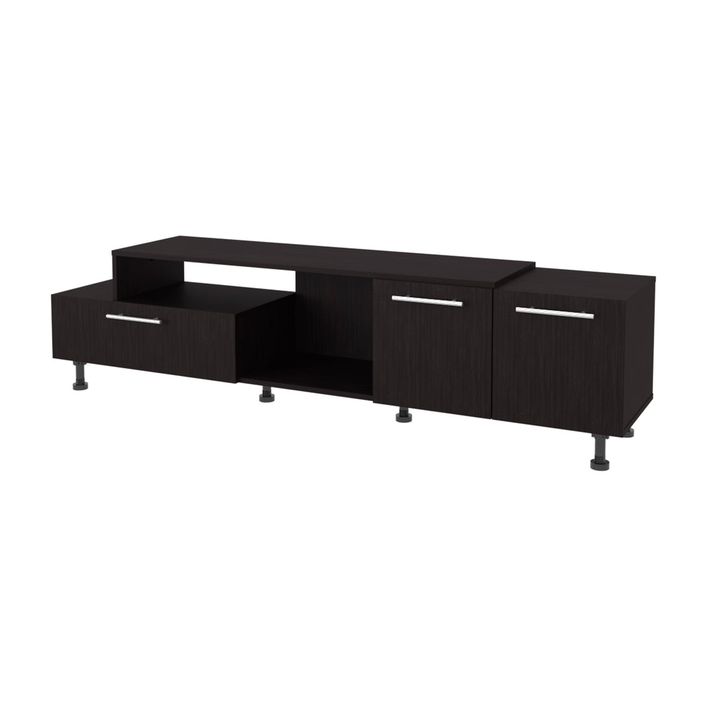 English Elm Benedict Black TV Stand with Open Shelves & Closed Cabinets, Engineered Wood, Sleek Durable Design B092P286142