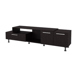 English Elm Benedict Black TV Stand with Open Shelves & Closed Cabinets, Engineered Wood, Sleek Durable Design B092P286142