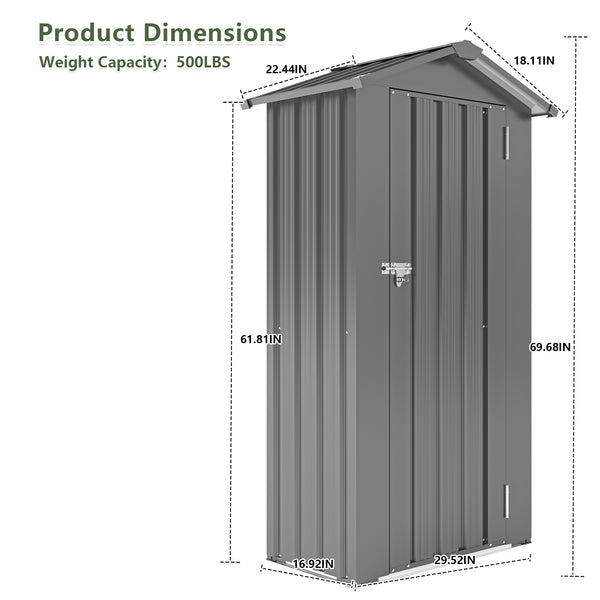 English Elm Campcraft Galvanized Iron Compact Metal Garden Shed Waterproof Lockable Outdoor Storage W1598P283839