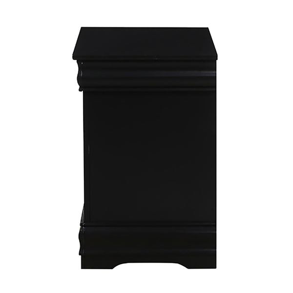 English Elm Black 2-Drawer Nightstand: Elegant Louis Philippe Design With Modern Touches For Stylish Storage Solutions B062P189238