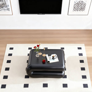 English Elm New Sculptural Fiberglass Coffee Table Low Profile Square Geometric Living Room Accent Black W2085P374161