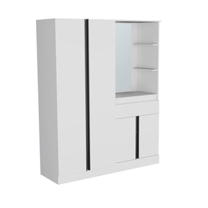 English Elm Kamelot Armoire with Double Doors and Shelves, Spacious Hanging Rod, Clean Kronos Finish, Sturdy White 77.17 L x 24.41 W x 5.12 H B070S00375