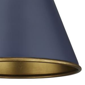 Pierrepont Blue Pendant Light - Wrought Iron Fixture with Gold Leaf Interior for Modern Elegance