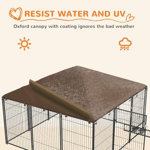 English Elm Pawhut Outdoor Steel Wire Dog Kennel with Canopy Roof and Rotating Feeding Bowl W2225P229078