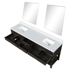English Elm Black Oak Double Bath Vanity 84" W X 22" D With Cultured Marble Top & 2 Elegant 36" Mirrors Included B2731S02171
