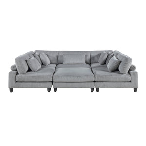 English Elm 6Pc Modular Sectional Set - Versatile Gray Corduroy Living Room Furniture For Custom Comfort & Style B011S01563