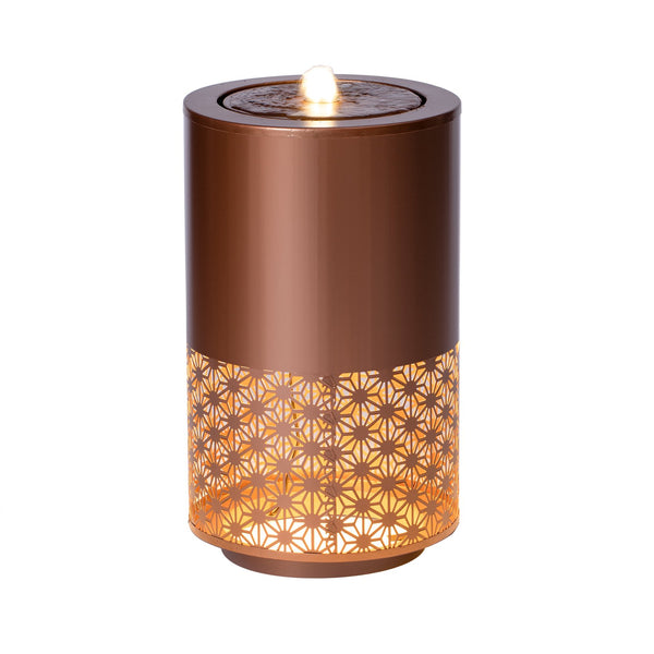 English Elm 20.87"h Brown Powder-coated Metal Outdoor Fountain Geometric Cutout with Warm Led Glow N765P355071B