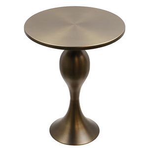 English Elm 24" Hourglass Spun Metal Side Table with Gleaming Plated Finish for Living Room Bronze B202P223398