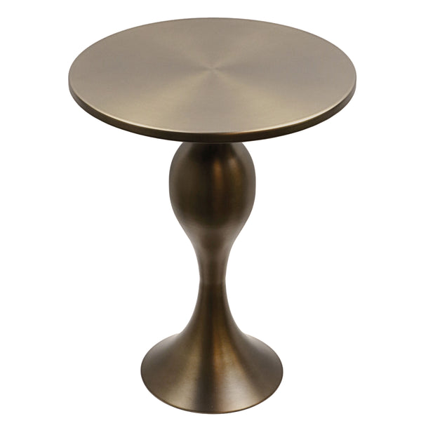 English Elm 24" Hourglass Spun Metal Side Table with Gleaming Plated Finish for Living Room Bronze B202P223398