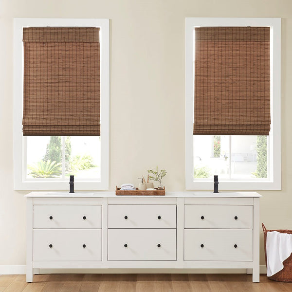English Elm Bamboo Light Filtering Roman Shade 64"L - Eco-Friendly, Privacy Enhancing, Easy Install Window Treatment B035129696