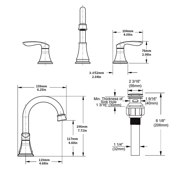 English Elm 2-Handle Widespread Bathroom Sink Faucet In Oil-Rubbed Bronze With 360° Swivel Spout & Drain Assembly T3177P277548