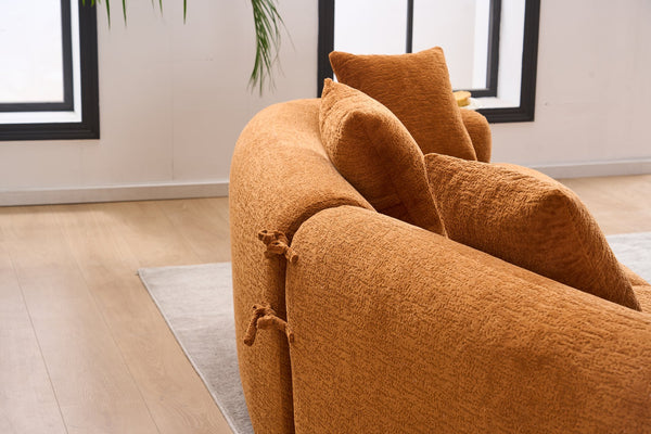 English Elm Compression Compression Sponge Sofa Curved Modular Sectional with 30D High-Density Chenille Sleeper for Cozy Apartment Living Room Comfort and Safe Rounded Design Orange W2231S00015