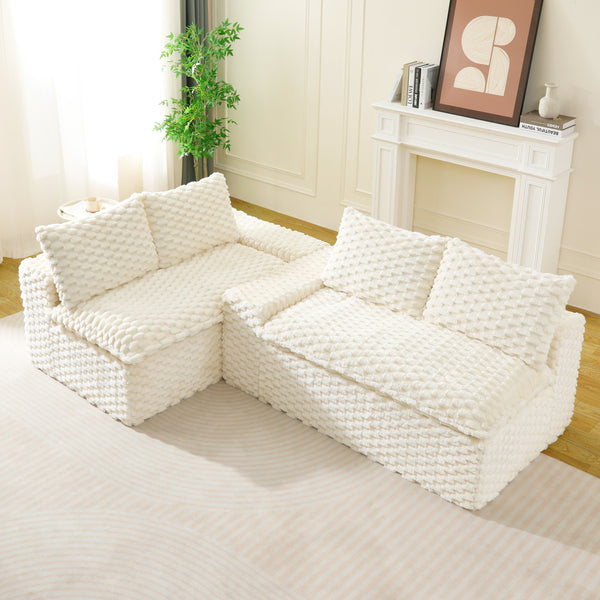 English Elm Luxury Turtle Velvet Multifunctional Sofa - Modular 4-Seater White/Green/Black/Pink, 400lb Capacity, Cozy Stylish Living Room Statement Piece W3371S00039