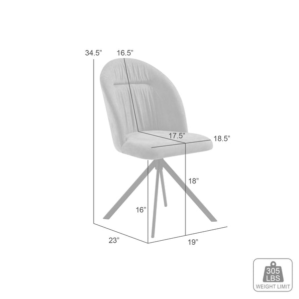 English Elm Hallie Swivel Upholstered Dining Chair Set Cream Fabric Ergonomic Curved Back for Two B2736P464807